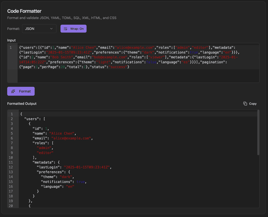 Code Formatter screenshot