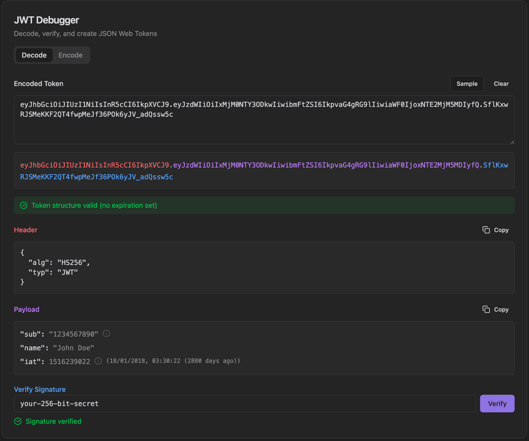 JWT Debugger screenshot