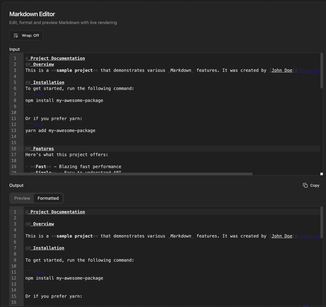 Markdown Editor screenshot